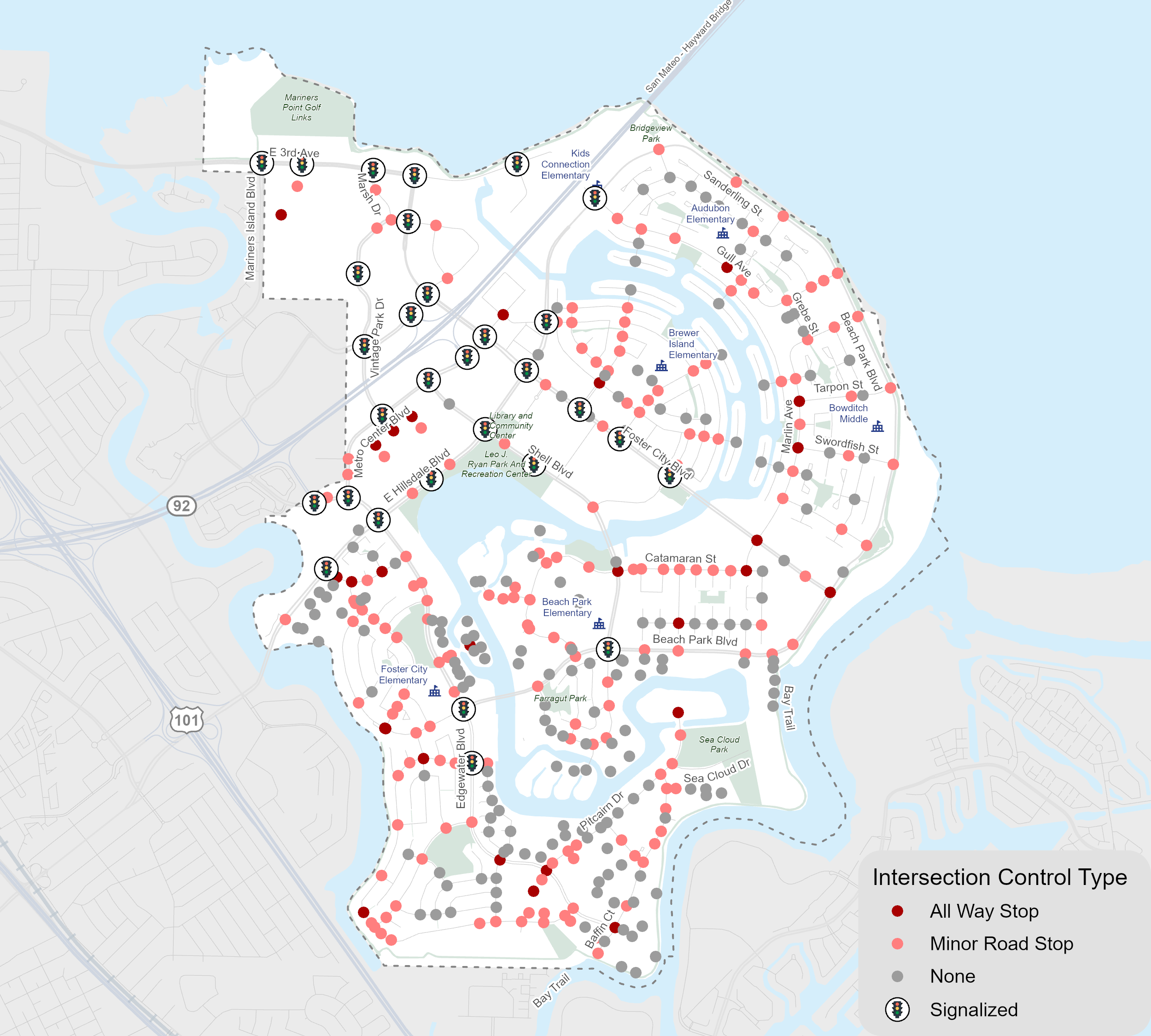 Map of intersection controls.