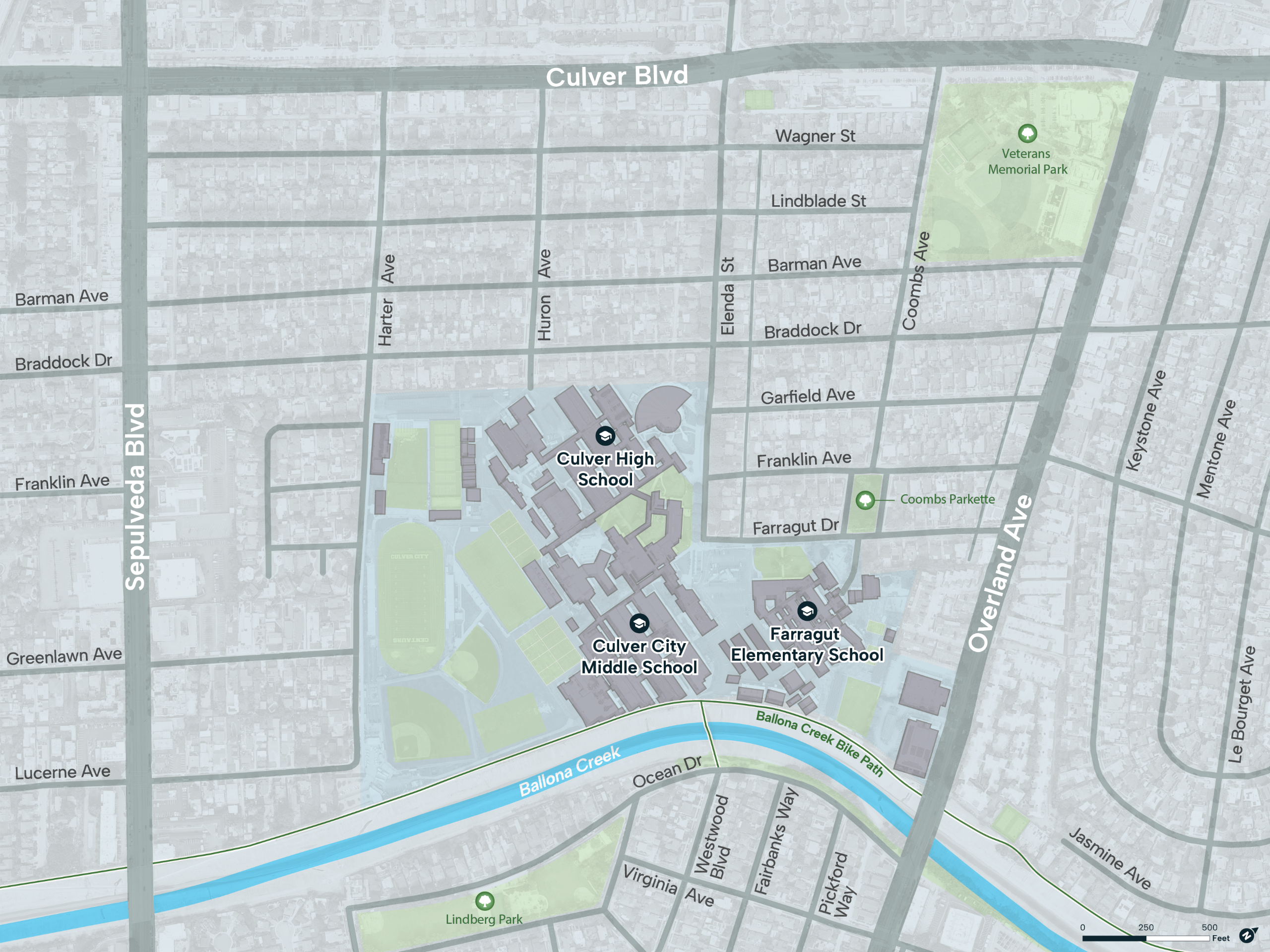 Map of the Culver City Tri-School Area