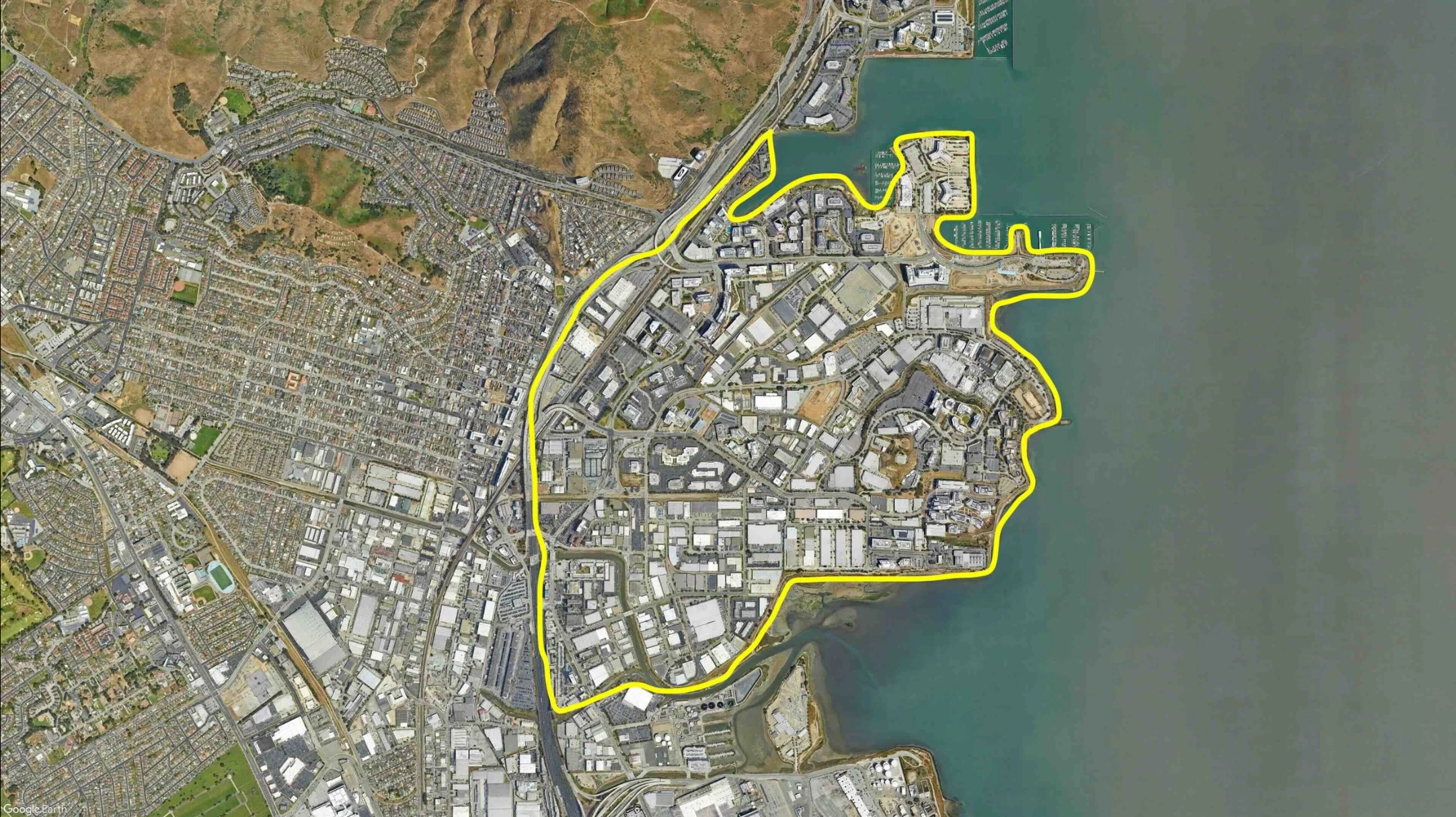 Outlined East of 101 area