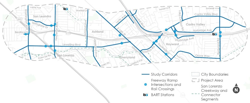 Map of the 4CP project scope including key corridors and intersections.